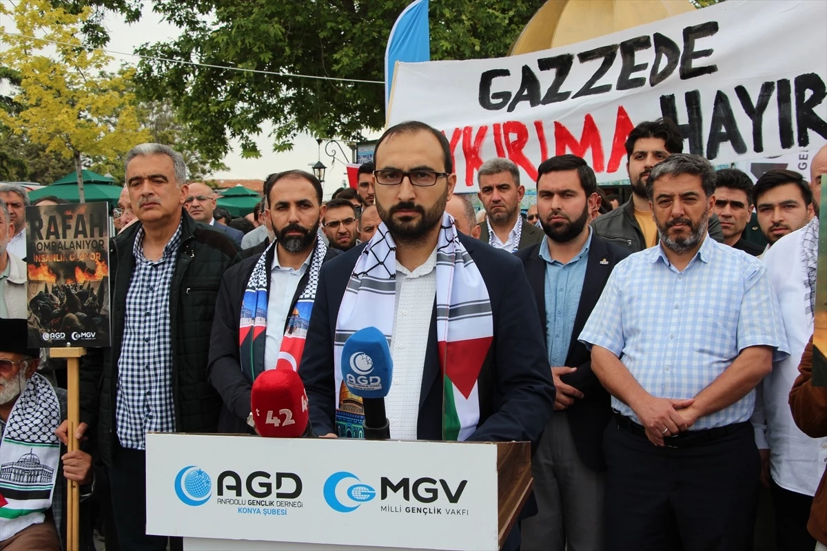 İsrail'in Filistin kampına düzenlediği saldırı Konya ve Karaman'da protesto edildi